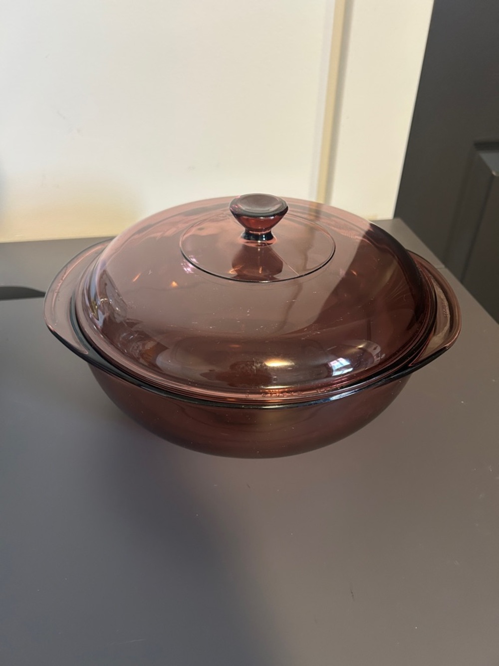 Pyrex Round Glass 024 Casserole Dish Cranberry With Lid Vintage